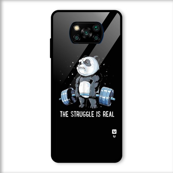 Struggle is Real Panda Glass Back Case for Poco X3