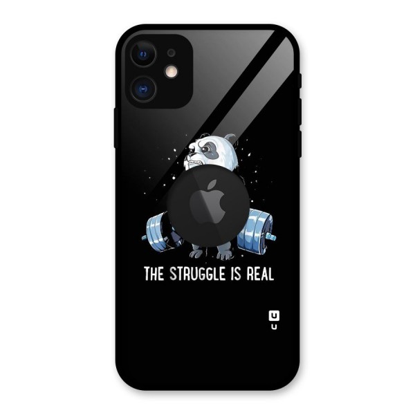 Struggle is Real Panda Glass Back Case for iPhone 11 Logo Cut