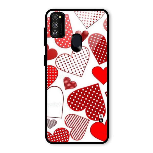 Style Hearts Glass Back Case for Galaxy M21