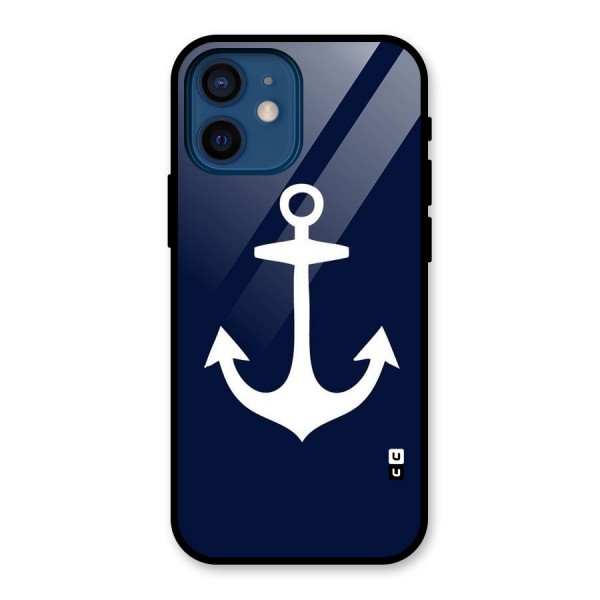 Stylish Anchor Design Glass Back Case for iPhone 12 Mini