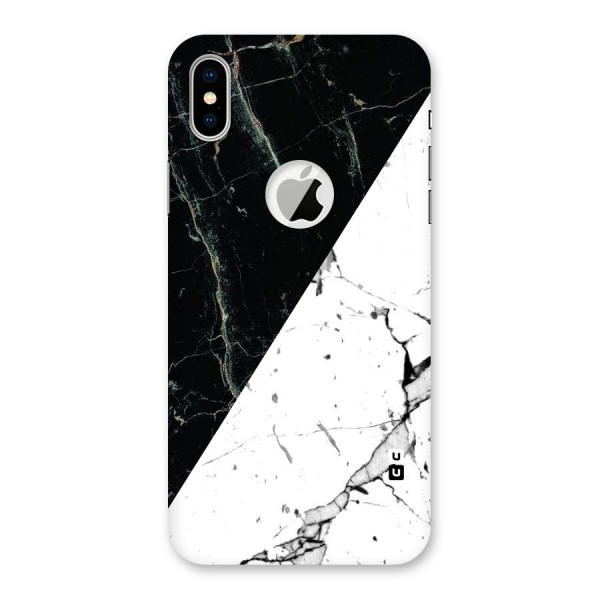 Stylish Diagonal Marble Back Case for iPhone X Logo Cut
