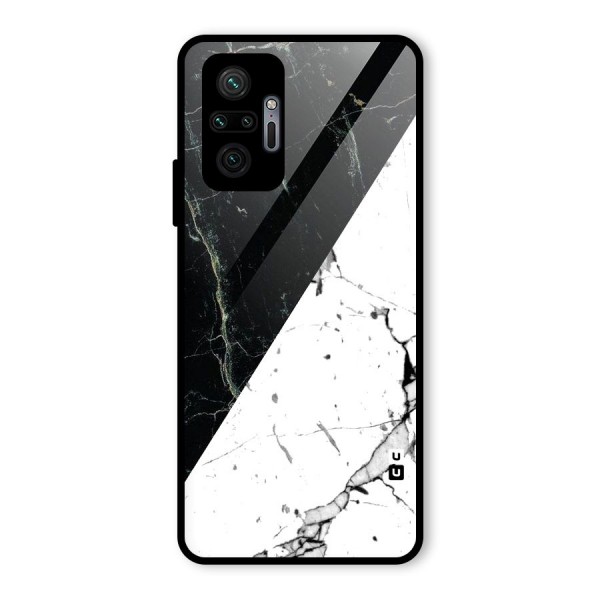Stylish Diagonal Marble Glass Back Case for Redmi Note 10 Pro