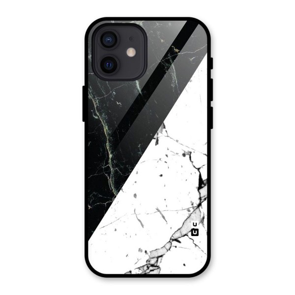 Stylish Diagonal Marble Glass Back Case for iPhone 12