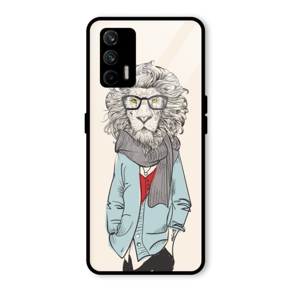 Stylish Lion Glass Back Case for Realme X7 Max