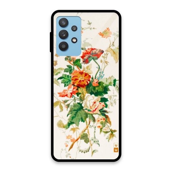 Summer Floral Glass Back Case for Galaxy M32 5G