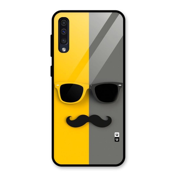 Sunglasses and Moustache Glass Back Case for Galaxy A50