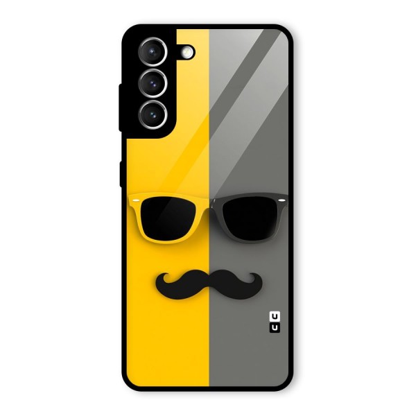 Sunglasses and Moustache Glass Back Case for Galaxy S21 5G