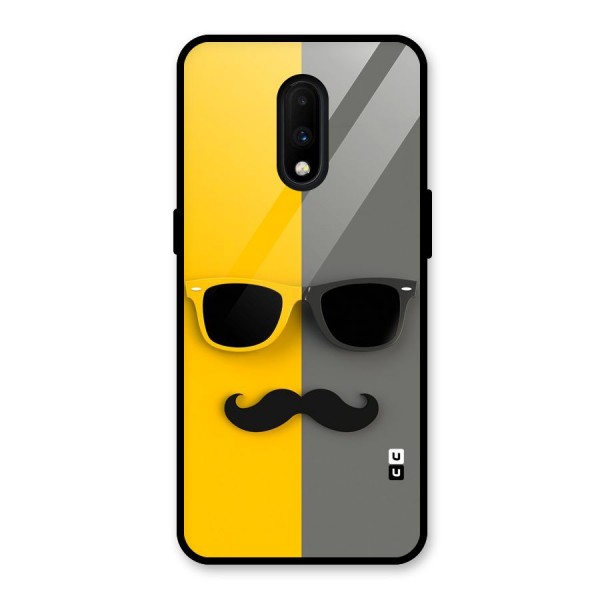 Sunglasses and Moustache Glass Back Case for OnePlus 7