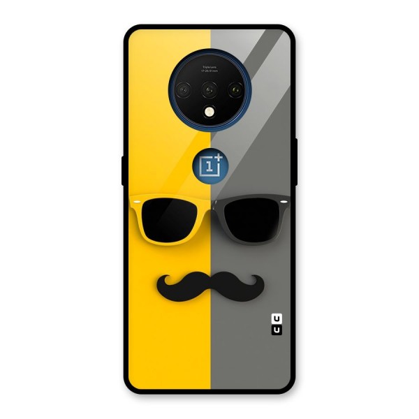 Sunglasses and Moustache Glass Back Case for OnePlus 7T