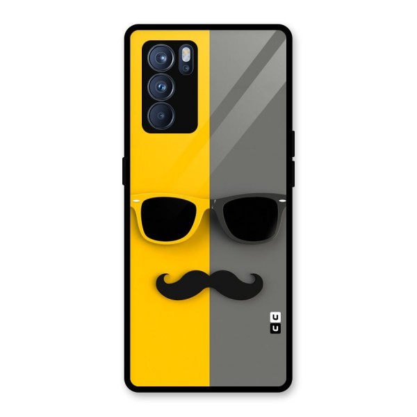 Sunglasses and Moustache Glass Back Case for Oppo Reno6 Pro 5G