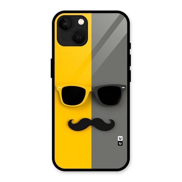 Sunglasses and Moustache Glass Back Case for iPhone 13