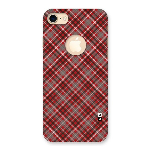 Textile Check Pattern Back Case for iPhone 7 Logo Cut