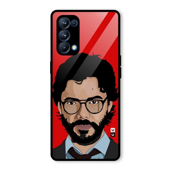 The Professor Illustration Art Glass Back Case for Oppo Reno5 Pro 5G