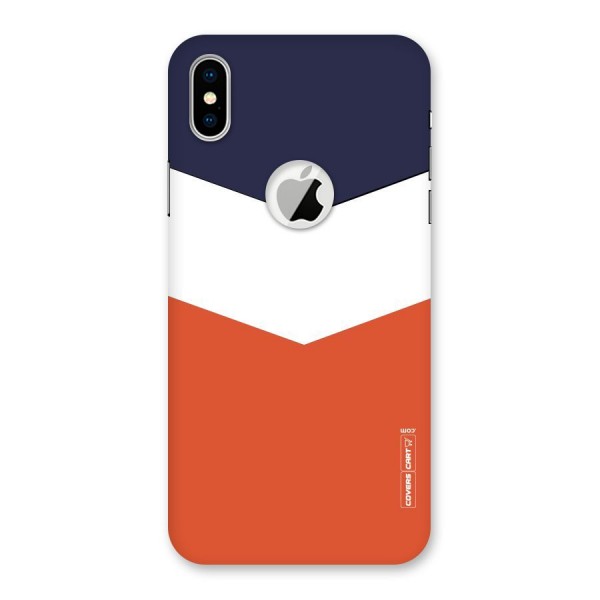 Three Colour Pattern Back Case for iPhone XS Logo Cut