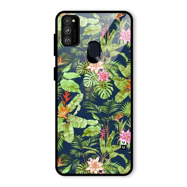 Tiny Flower Leaves Glass Back Case for Galaxy M30s