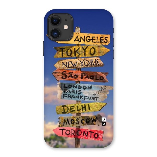 Travel Signs Back Case for iPhone 11