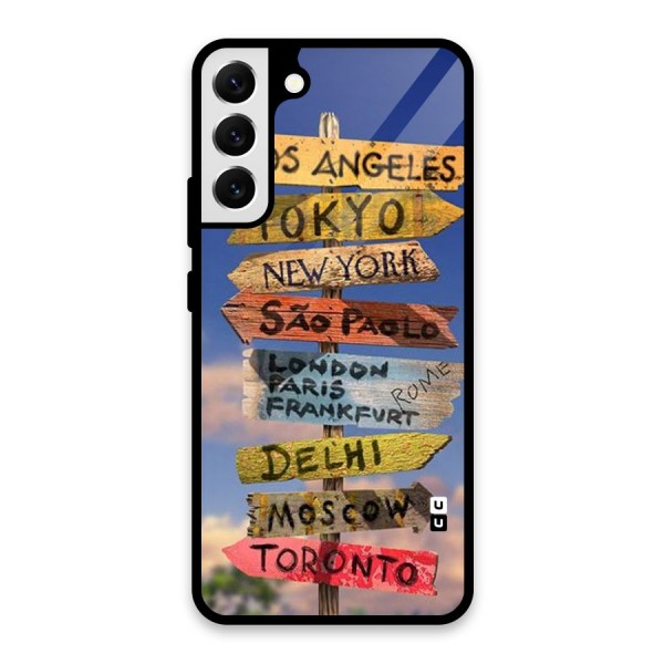 Travel Signs Glass Back Case for Galaxy S22 Plus 5G