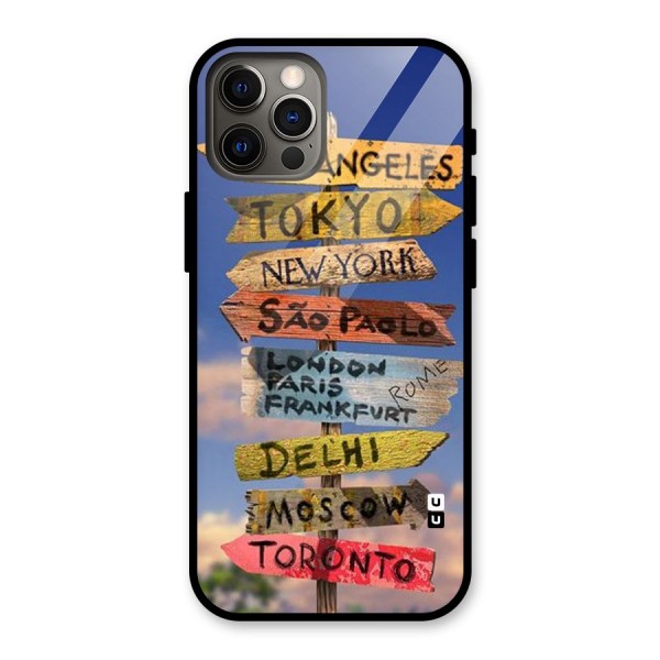 Travel Signs Glass Back Case for iPhone 12 Pro