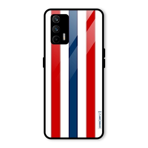 Tricolor Stripes Glass Back Case for Realme X7 Max