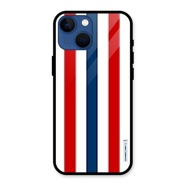 Tricolor Stripes Glass Back Case for iPhone 13 Mini