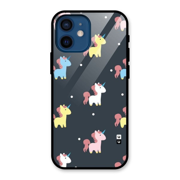 Unicorn Pattern Glass Back Case for iPhone 12 Mini