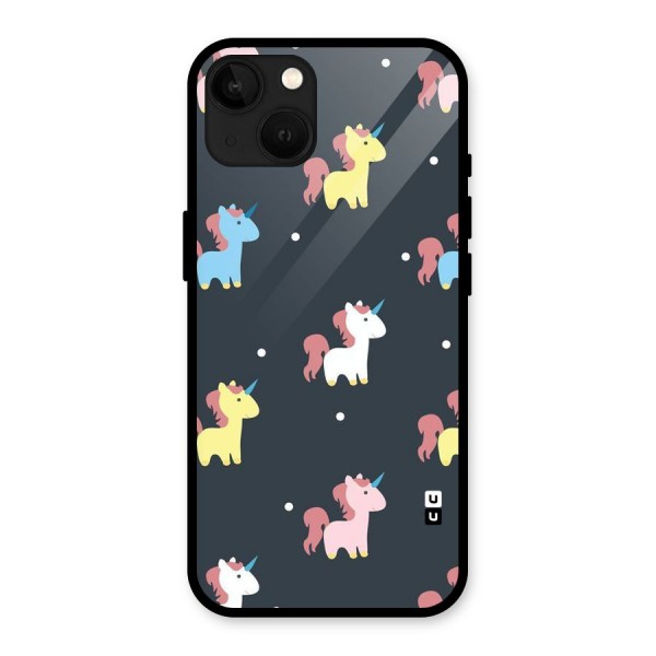 Unicorn Pattern Glass Back Case for iPhone 13
