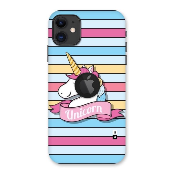 Unicorn Stripes Back Case for iPhone 11 Logo Cut