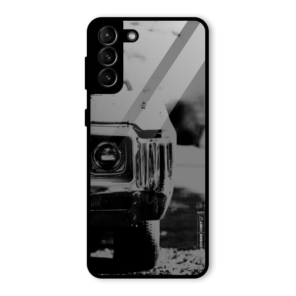 Vintage Car Black and White Glass Back Case for Galaxy S21 Plus