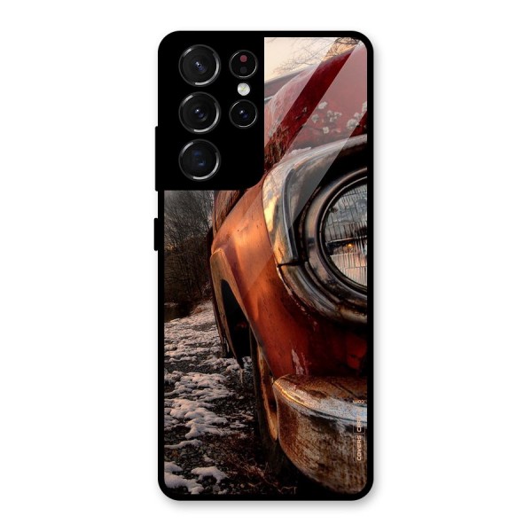 Vintage Car Headlight Glass Back Case for Galaxy S21 Ultra 5G