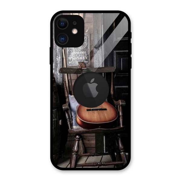 Vintage Chair Guitar Glass Back Case for iPhone 11 Logo Cut