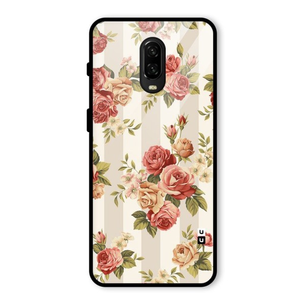 Vintage Color Flowers Glass Back Case for OnePlus 6T