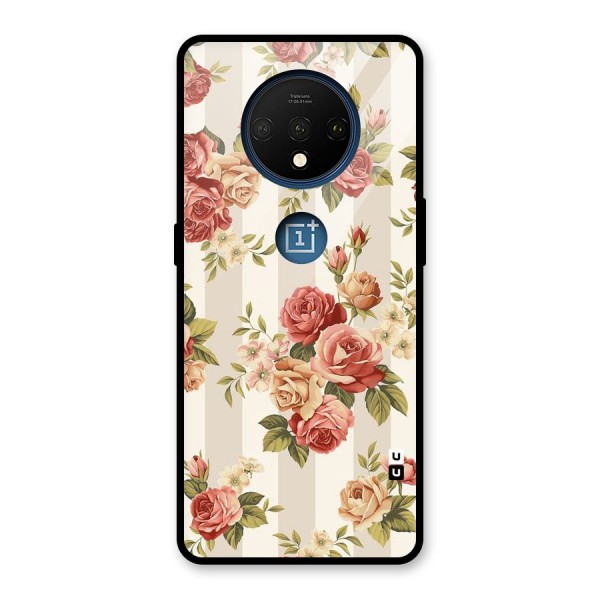 Vintage Color Flowers Glass Back Case for OnePlus 7T