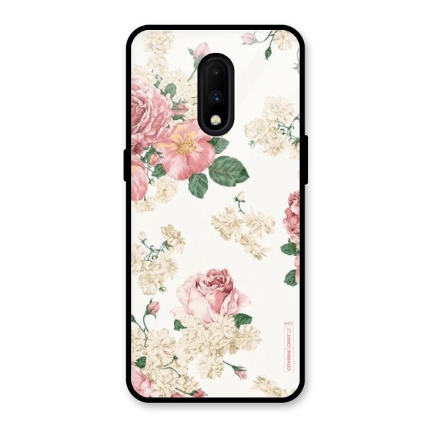 Vintage Floral Pattern Glass Back Case for OnePlus 7