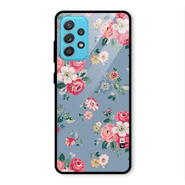 Vintage Flower Pattern Glass Back Case for Galaxy A52s 5G