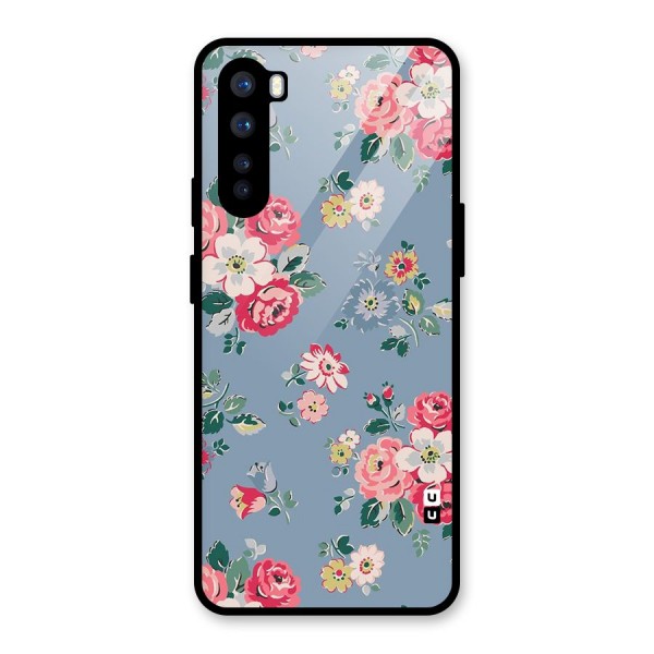 Vintage Flower Pattern Glass Back Case for OnePlus Nord