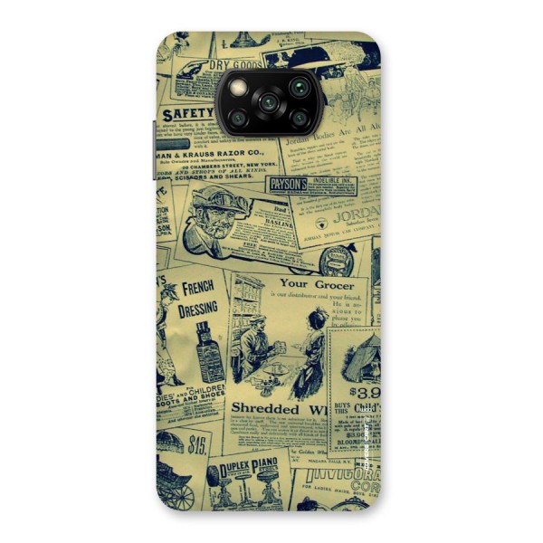 Vintage Newspaper Cutouts Back Case for Poco X3