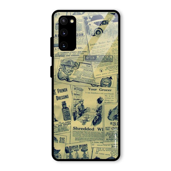 Vintage Newspaper Cutouts Glass Back Case for Galaxy S20 FE