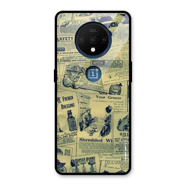 Vintage Newspaper Cutouts Glass Back Case for OnePlus 7T