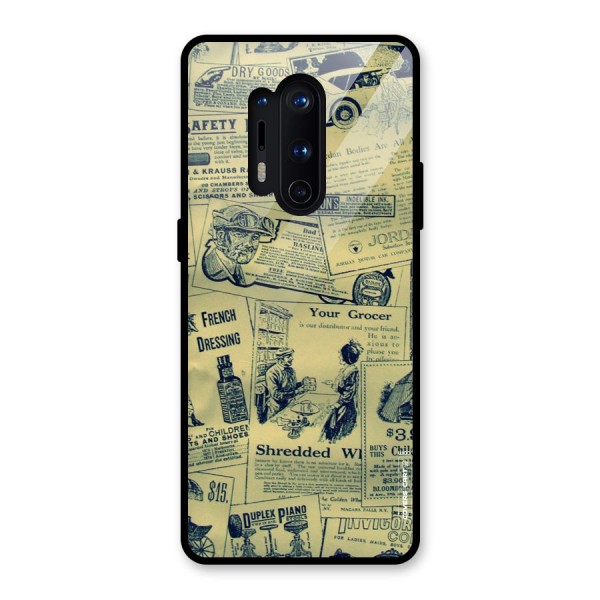 Vintage Newspaper Cutouts Glass Back Case for OnePlus 8 Pro