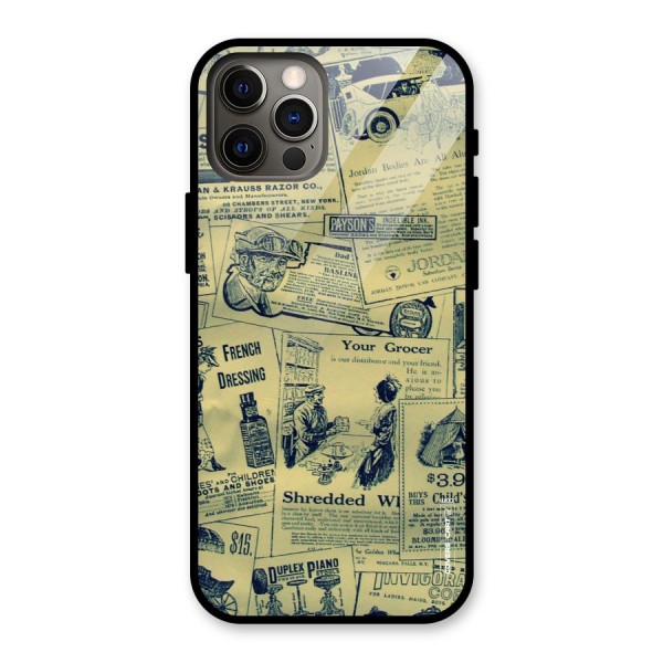 Vintage Newspaper Cutouts Glass Back Case for iPhone 12 Pro