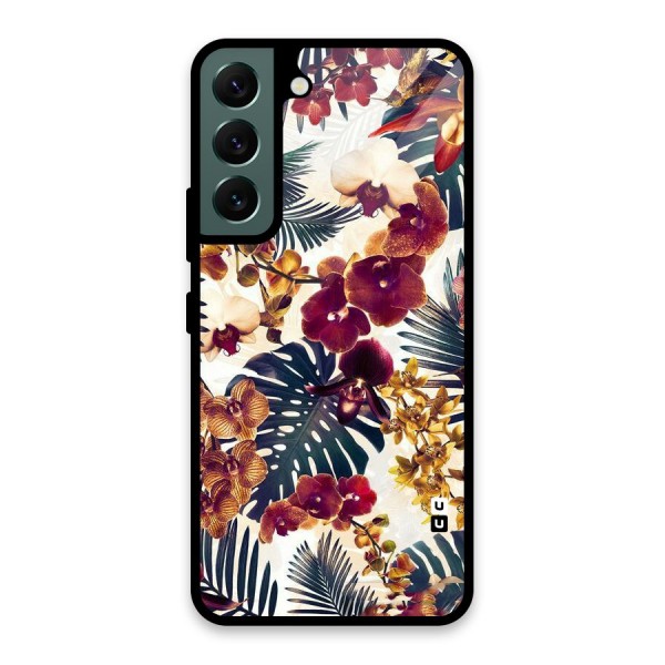 Vintage Rustic Flowers Glass Back Case for Galaxy S22 5G