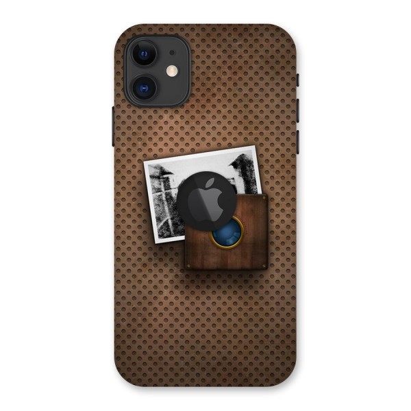 Vintage Wood Camera Back Case for iPhone 11 Logo Cut