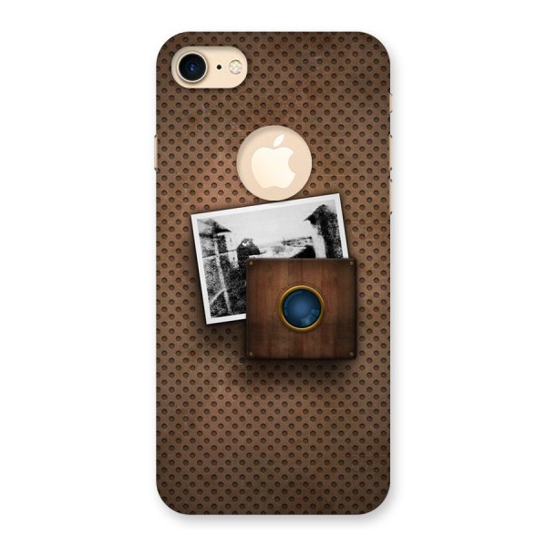 Vintage Wood Camera Back Case for iPhone 7 Logo Cut