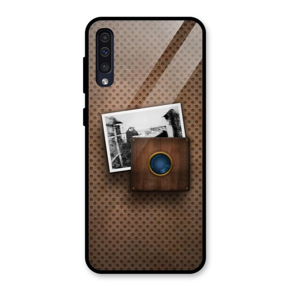 Vintage Wood Camera Glass Back Case for Galaxy A50