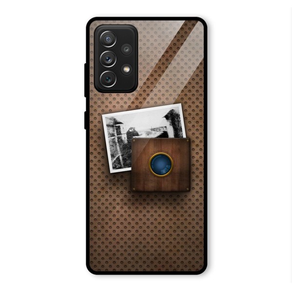 Vintage Wood Camera Glass Back Case for Galaxy A72