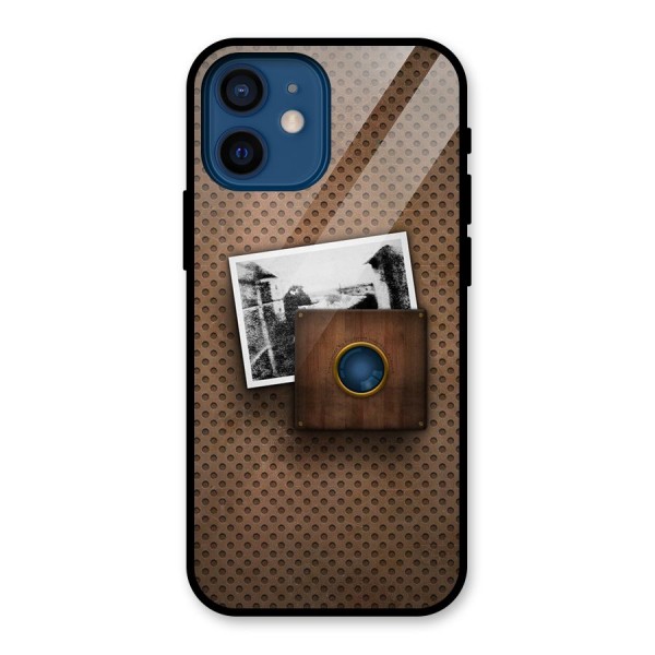 Vintage Wood Camera Glass Back Case for iPhone 12 Mini