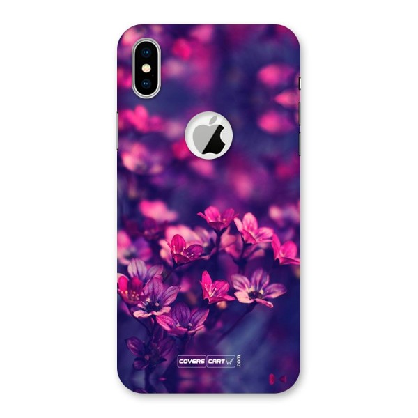 Violet Floral Back Case for iPhone XS Logo Cut