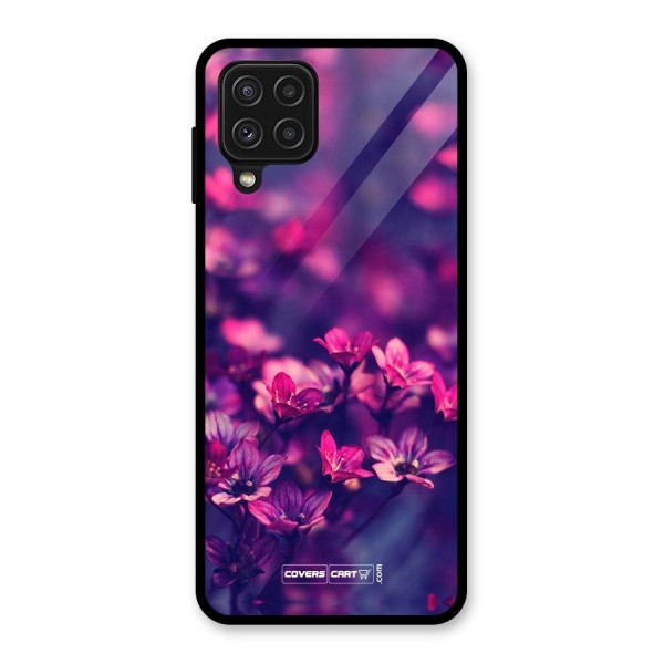 Violet Floral Glass Back Case for Galaxy A22 4G