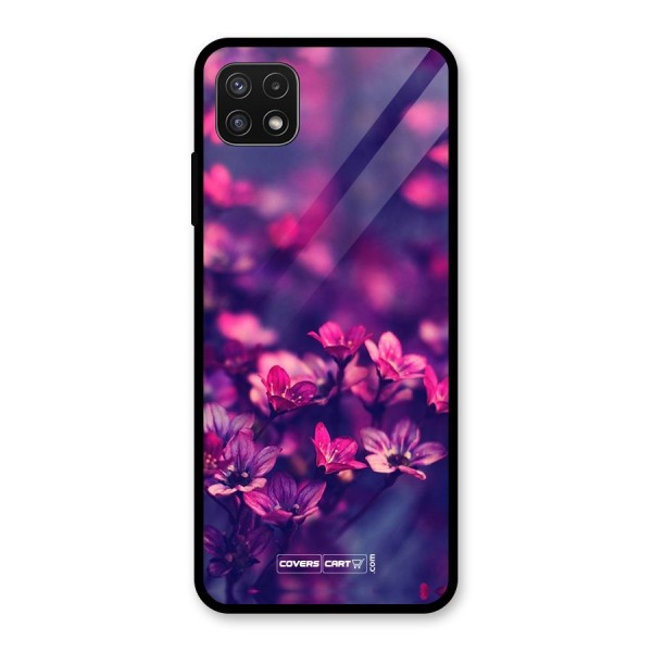 Violet Floral Glass Back Case for Galaxy A22 5G