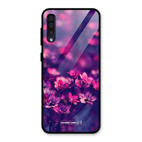 Violet Floral Glass Back Case for Galaxy A50